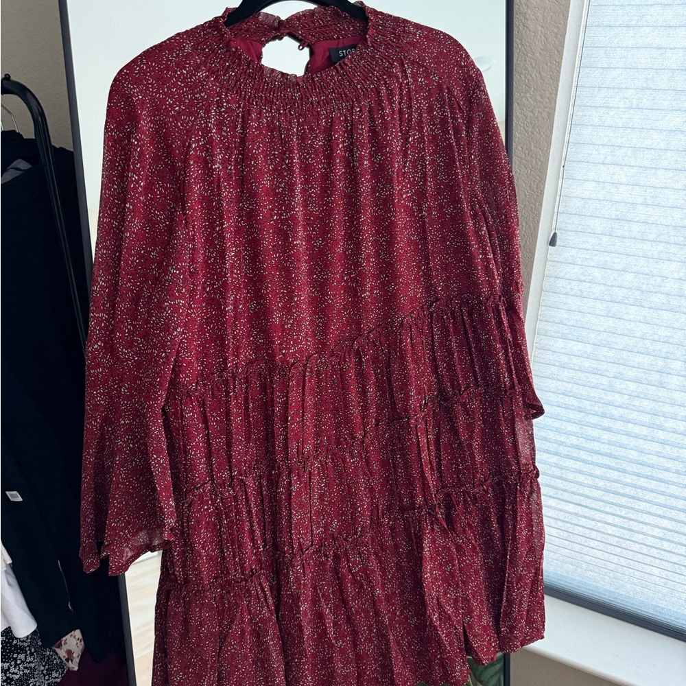 Storia Sparkling Red Long Sleeve Dress New Never Used